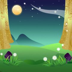 Moon Grass Tree Photography Scenery Backdrop Cartoon Theme Banner BVU-226