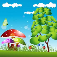 Mushroom Cloud Tree Photography Scenery Backdrop Nature Theme Banner BVU-232