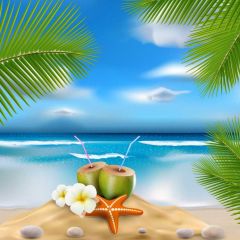 Cloud Tree Flower Photography Scenery Backdrop Ocean Theme Banner BVU-240