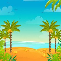 Sea Tree Cloud Photography Scenery Backdrop Ocean Theme Banner BVU-241