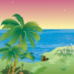 Sea Tree Flower Photography Scenery Backdrop Ocean Theme Banner BVU-242