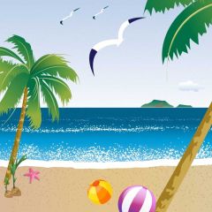 Sea Tree Ball Photography Scenery Backdrop Ocean Theme Banner BVU-243