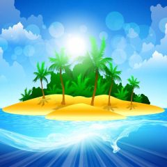 Tree Sea Cloud Photography Scenery Backdrop Ocean Theme Banner BVU-244