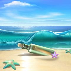 Bottle Cloud Sea Photography Scenery Backdrop Ocean Theme Banner BVU-263