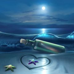 Sea Bottle Starfish Moon Photography Scenery Backdrop Ocean Theme Banner BVU-265
