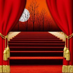 Stair Curtain Tree Moon Photography Scenery Backdrop Stage Carpet Theme Banner BVU-304
