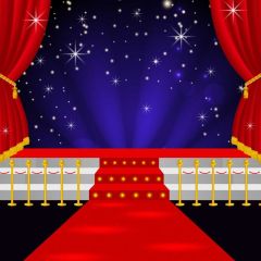 Star Red Carpet Curtain Photography Scenery Backdrop Stairs Theme Banner BVU-313