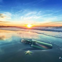 Sea Sunset Bottle Photography Scenery Backdrop Ocean Theme Banner BVU-315