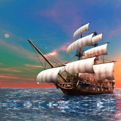 Boat Sea Photography Scenery Backdrop Ocean Theme Banner BVU-318