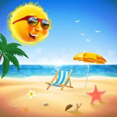 Sun Chair Star Photography Scenery Backdrop Ocean Theme Banner BVU-320