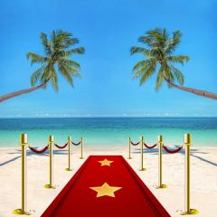 Sea Tree Red Carpet Photography Scenery Backdrop Ocean Theme Banner BVU-328