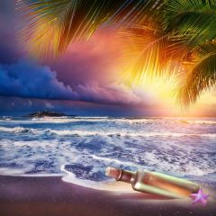 Sea Tree Bottle Photography Scenery Backdrop Ocean Theme Banner BVU-329