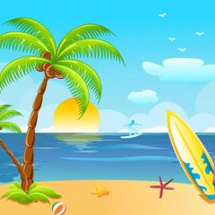 Sea Sun Tree Bird Photography Scenery Backdrop Ocean Theme Banner BVU-335