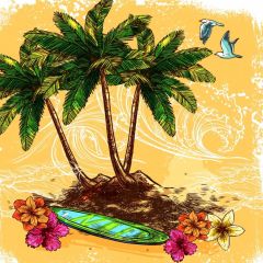 Tree Flower Photography Scenery Backdrop Ocean Theme Banner BVU-374