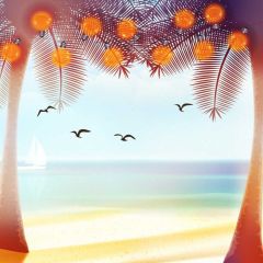 Tree Seagull Photography Scenery Backdrop Ocean Theme Banner BVU-375