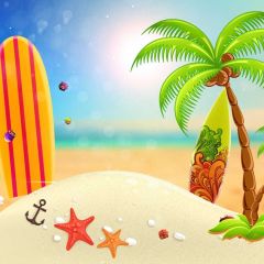 Tree Sand Photography Scenery Backdrop Ocean Theme Banner BVU-379