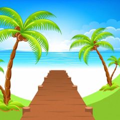 Sea Tree Photography Scenery Backdrop Ocean Theme Banner BVU-381