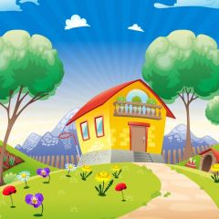 Sun Tree House Photography Scenery Backdrop Nature Theme Banner BVU-400