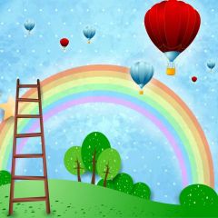 Ladder Rainbow Photography Scenery Backdrop Cartoon Theme Banner BVU-407