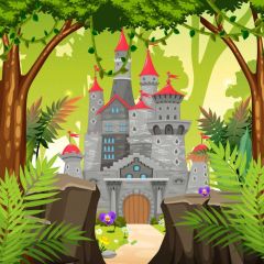 Castle Tree Photography Scenery Backdrop Forest Theme Banner BVU-412