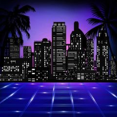 Building Tree Photography Scenery Backdrop Night Theme Banner BVU-458