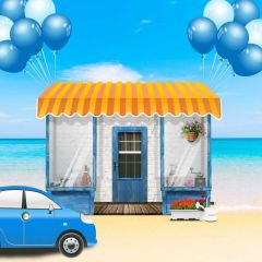 Car House Photography Scenery Backdrop Ocean Theme Banner BVU-462