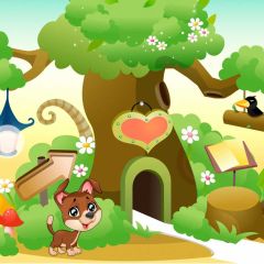 Animal Tree Photography Scenery Backdrop Cartoon Theme Banner BVU-479