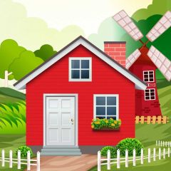 House Tree Photography Scenery Backdrop Housing Theme Banner BVU-499