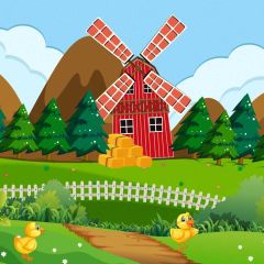 Tree Hill Photography Scenery Backdrop Cartoon Theme Banner BVU-508