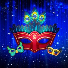 Mask Fur Night Star Photography Scenery Backdrop Masquerade Theme Banner BVU-527
