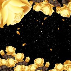Flower Black Gold Photography Scenery Backdrop Birthday Party Theme Banner BVU-537