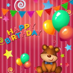 Bear Balloon Star Photography Scenery Backdrop Birthday Party Theme Banner BVU-550