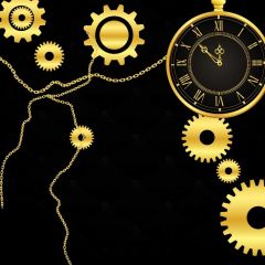 Clock Wheel Gold Photography Scenery Backdrop Festival Celebration Theme Banner BVU-568