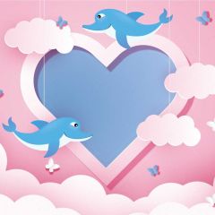 Heart Dolphin Photography Scenery Backdrop Birthday Party Theme Banner BVU-577