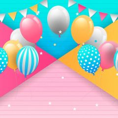 Ballon Flag Pink Photography Scenery Backdrop Birthday Party Theme Banner BVU-670