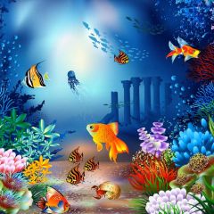 Sea Fish Photography Scenery Backdrop Ocean Theme Banner BVU-672