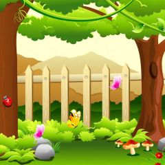 Tree Fence Photography Scenery Backdrop Nature Theme Banner BVU-762