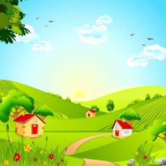 House Farmerland Photography Scenery Backdrop Nature Theme Banner BVU-764