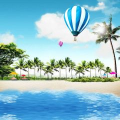 Tree Ballon Photography Scenery Backdrop Ocean Theme Banner BVU-765