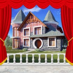 Curtian Building Photography Scenery Backdrop Balcony Landscape Theme Banner BVU-822