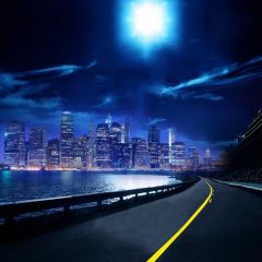 Moon Road Photography Scenery Backdrop Night Theme Banner BVU-823