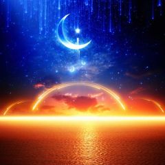 Moon Light Sea Photography Scenery Backdrop Fantasy Theme Banner BVU-836