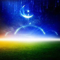 Moon Grass Shooting Star Photography Scenery Backdrop Fantasy Theme Banner BVU-837