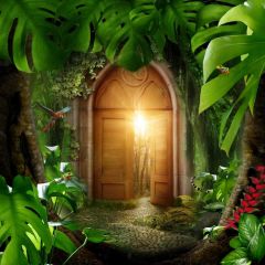 Tree Light Door Photography Scenery Backdrop Door Theme Banner BVU-841