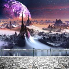 Moon Hill Photography Scenery Backdrop Balcony Landscape Theme Banner BVU-864