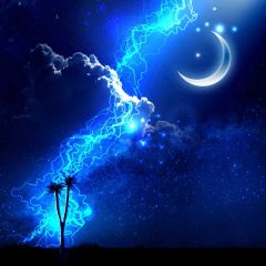 Moon Tree Lightning Photography Scenery Backdrop Fantasy Theme Banner BVU-865