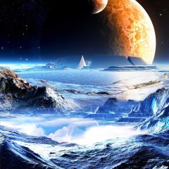 Moon Mountain Photography Scenery Backdrop Cosmic Space Theme Banner BVU-871
