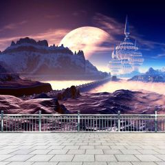Moon Castle Photography Scenery Backdrop Balcony Landscape Theme Banner BVU-872