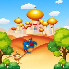 Tree Building Photography Scenery Backdrop Cartoon Theme Banner BVU-887