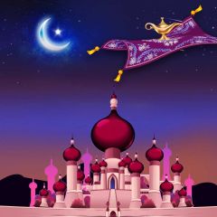 Building Moon Photography Scenery Backdrop Architectural Theme Banner BVU-889